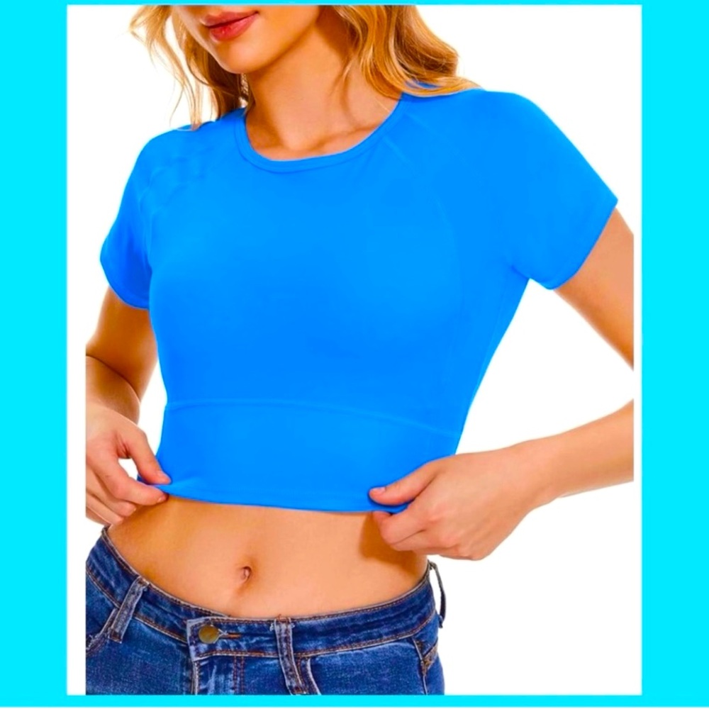 New! Baby Blue Cropped Tee